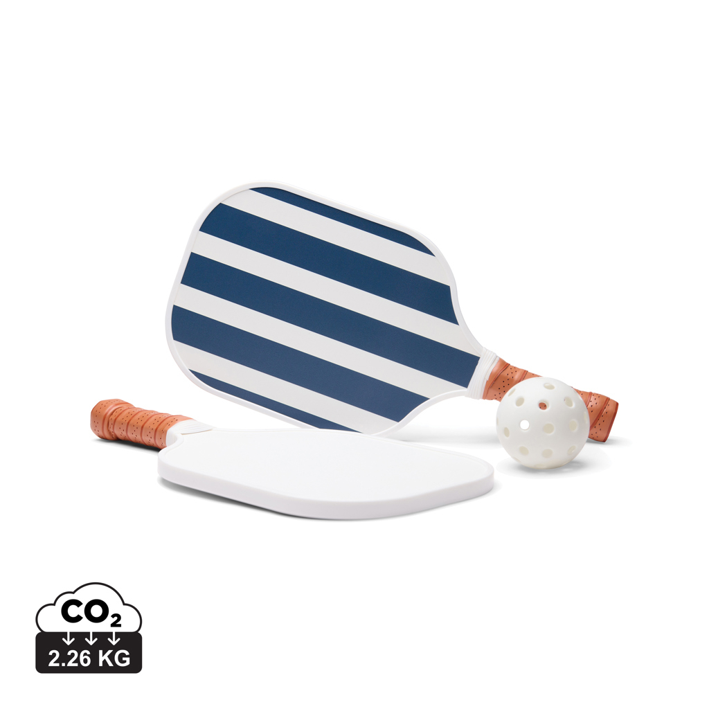 Set de pickleball publicitaire bicolore en bois Lagoa bleu marine et blanc